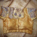 Beautiful Yellow Gold Hand worked blouse Stitched