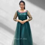 Trendy Hand worked Long Frock - Green