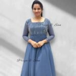 Trendy Hand worked Long Frock Grey