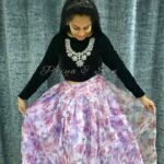 Jewellery Neck Crop top and Skirt