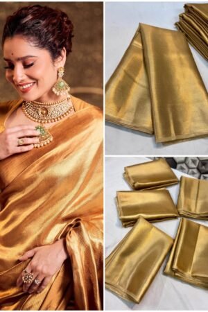 Celebrity Inspired Gold Tissue Saree
