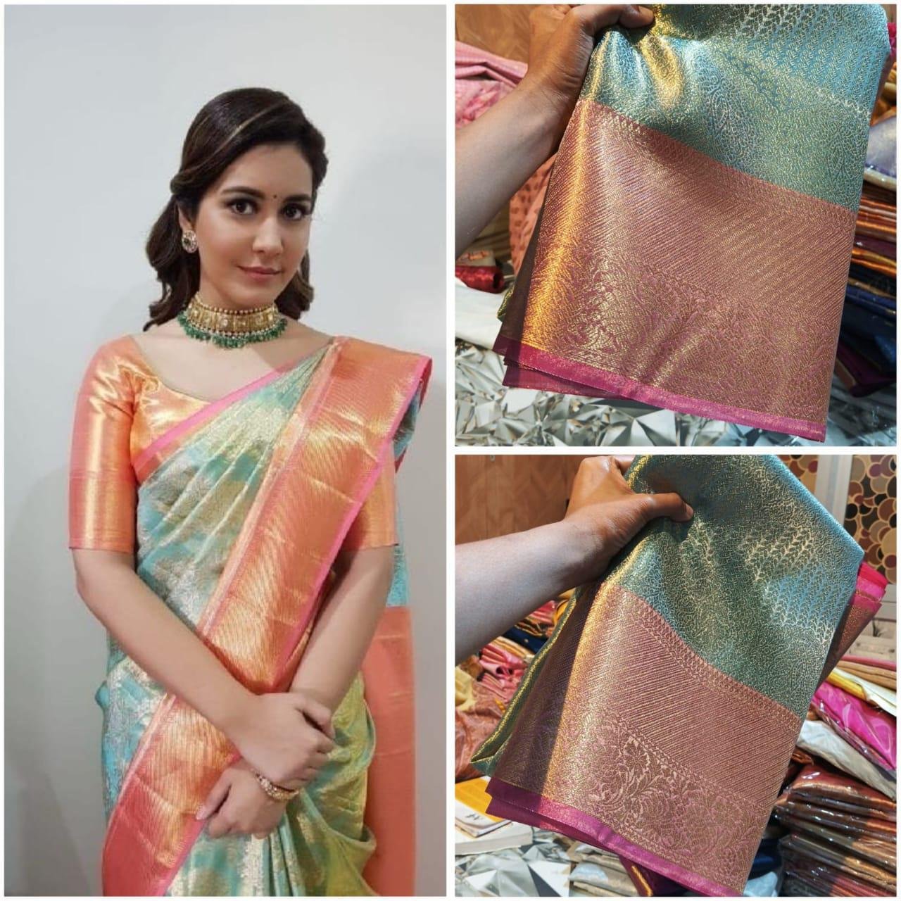 Raashi Khanna Inspired Tissue Silk Saree