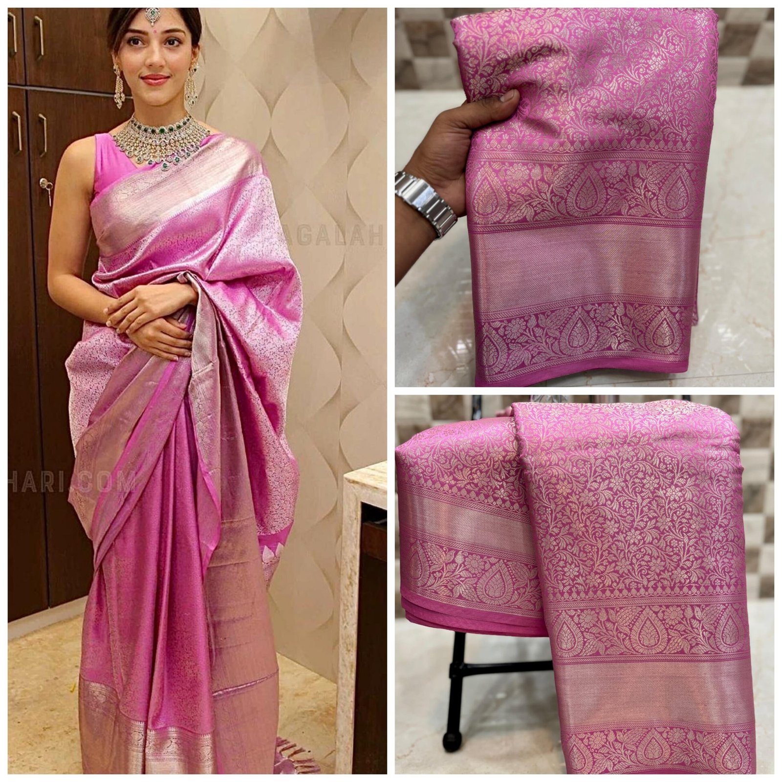 Kanira Banarasi Pink Saree