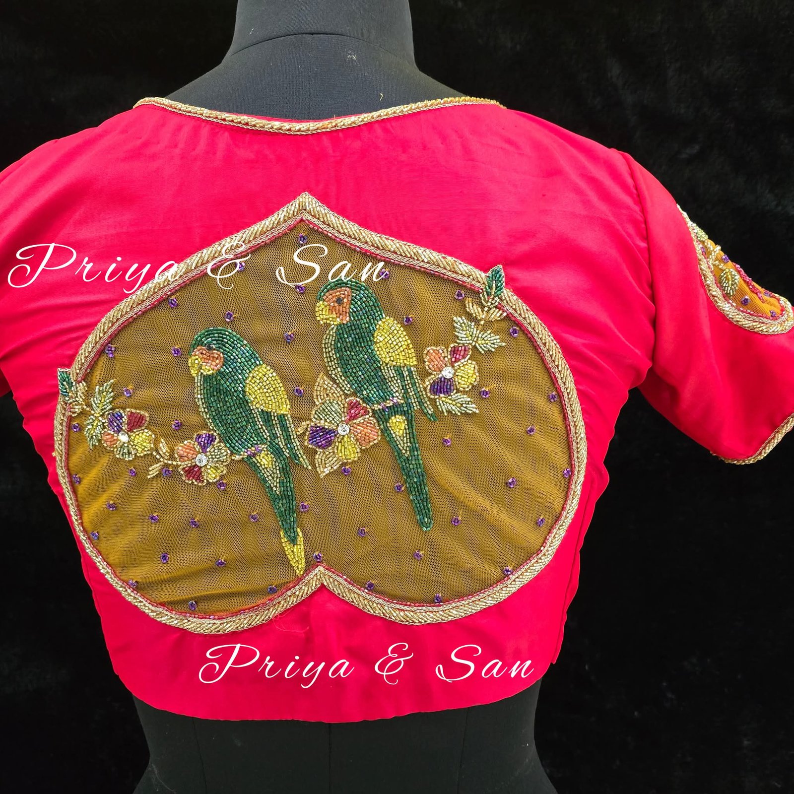 Parrot Peacock Fantasy Handworked Blouse