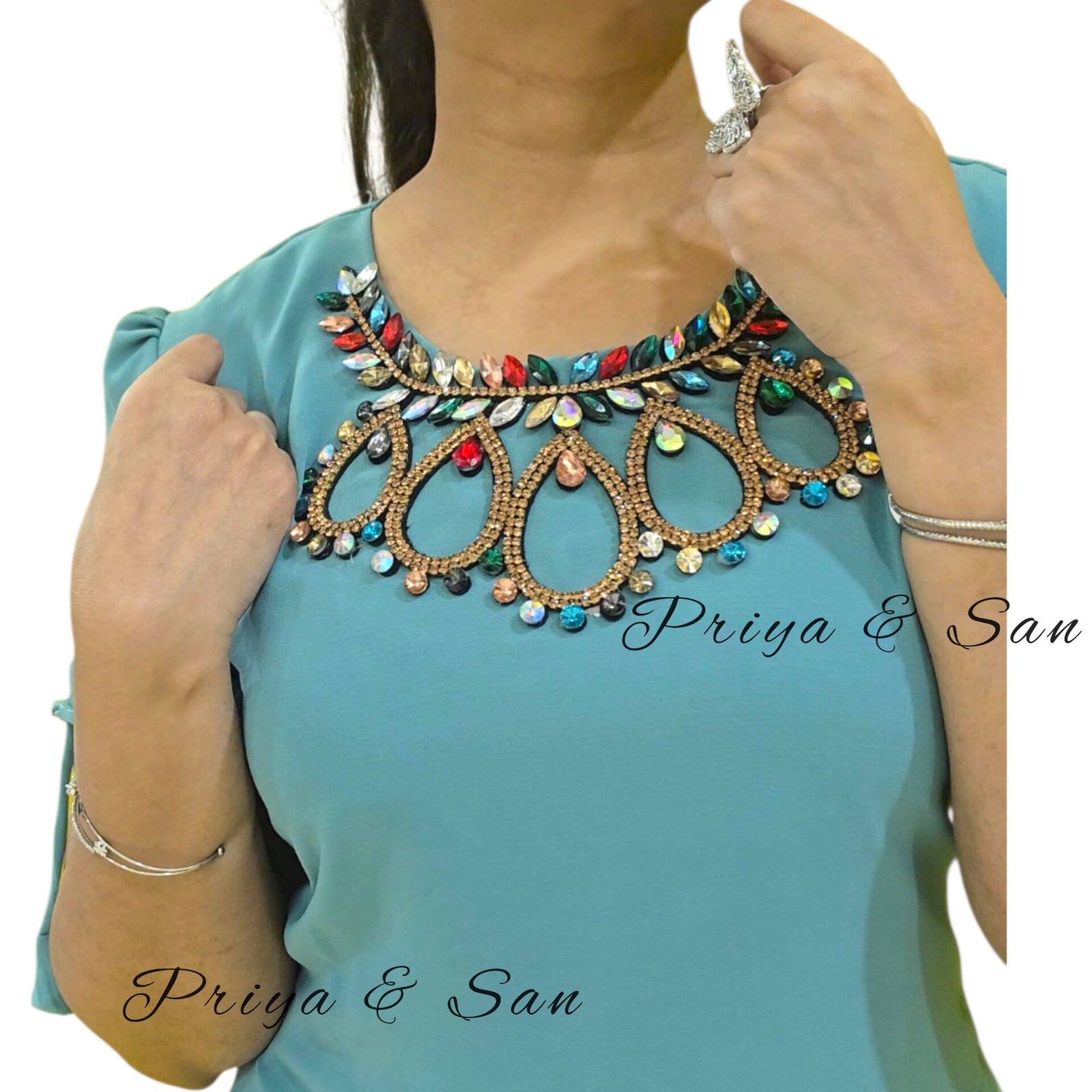 Jewel of firozi A-line Dress