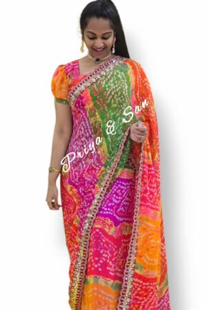 Bandhani Bloom 2 in 1 Saree Gown
