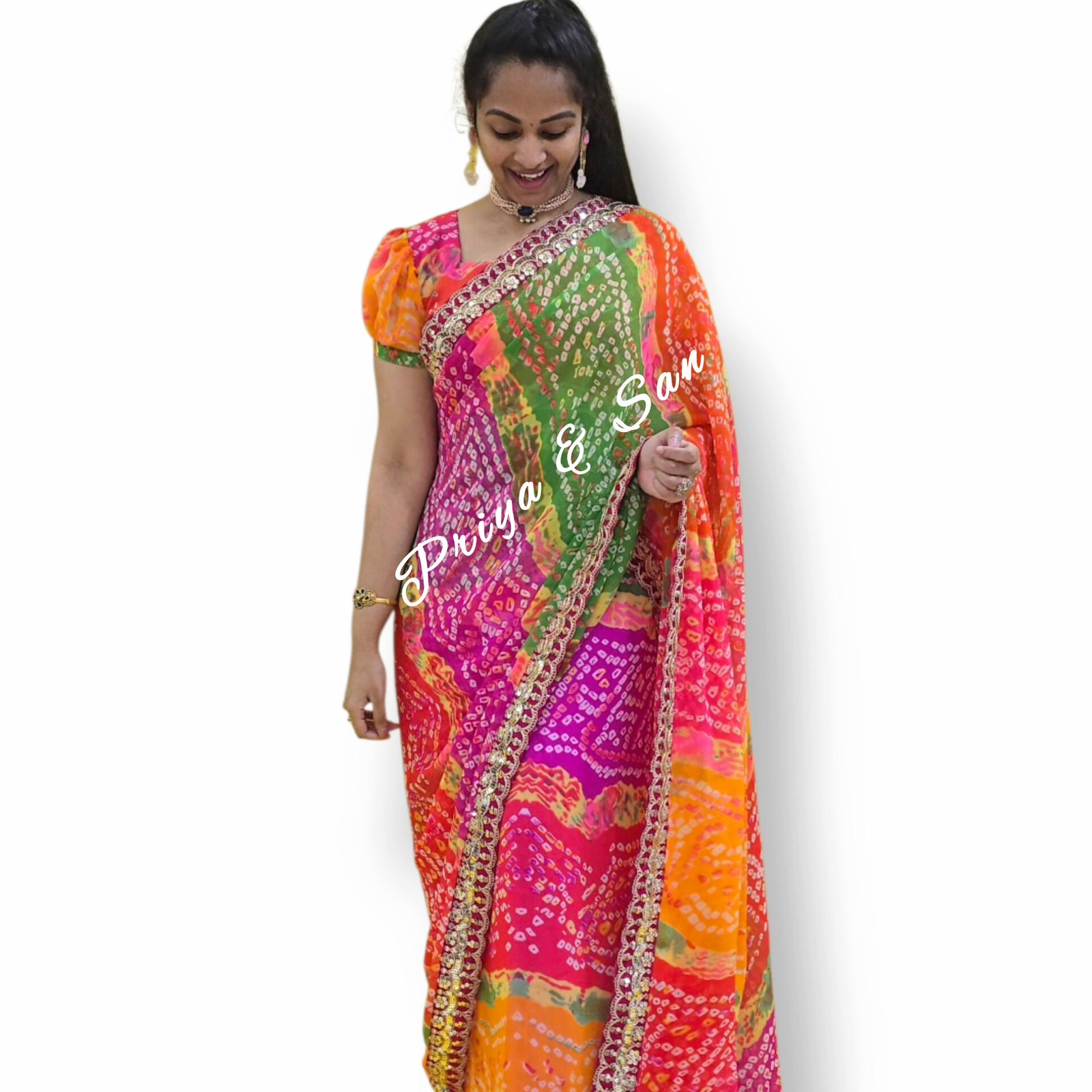 Bandhani Bloom 2 in 1 Saree Gown