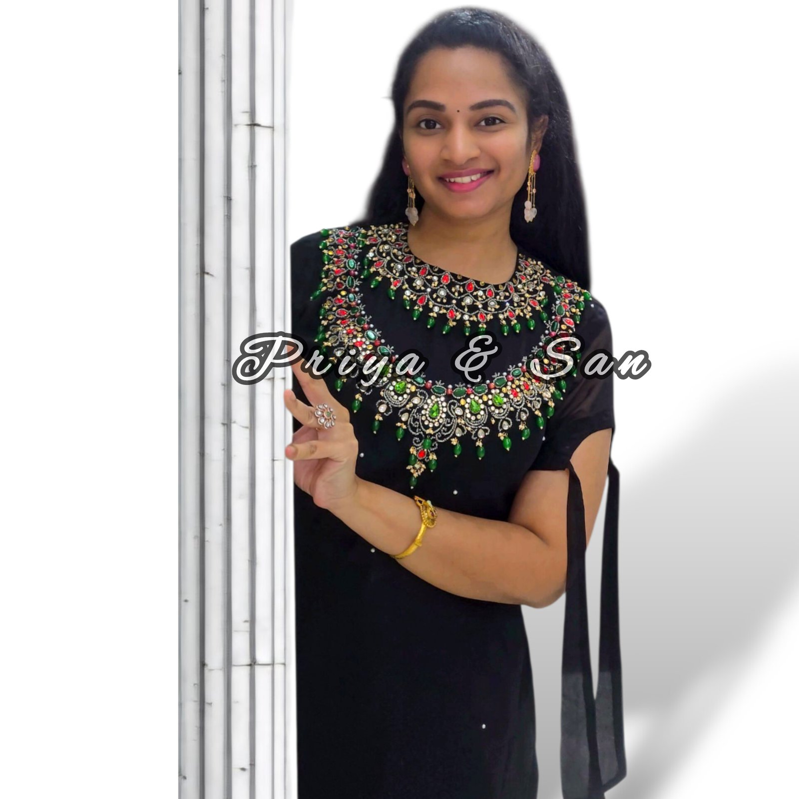 Royal Antique Necklace Hand Embroidery Kurti