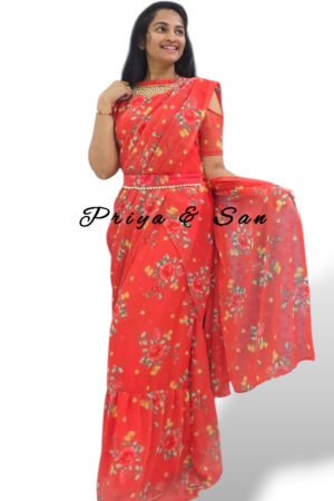 Floral Charm 2 in 1 Saree Gown