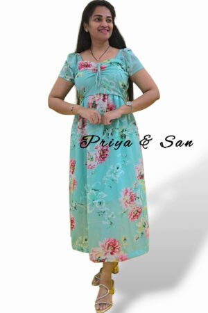 Mint Floral Western Frock