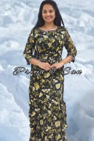 Black Ruffled Fantasy 2 in 1 Saree Gown