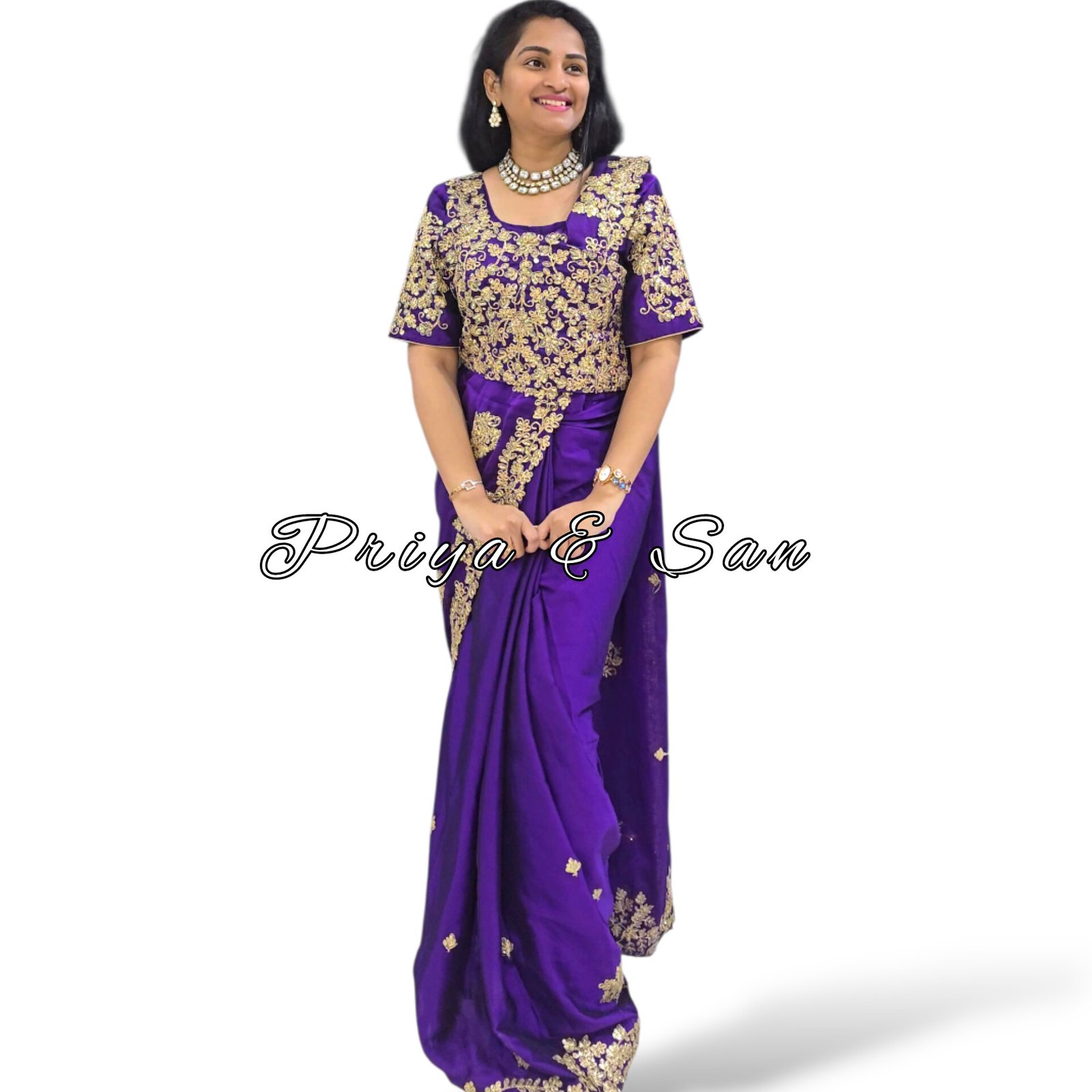 Royal Purple Aura Pre-Draped Saree Gown