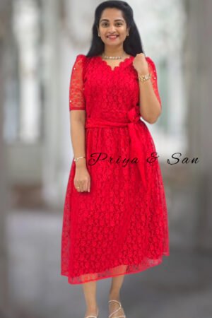 Red Mirage Western Frock