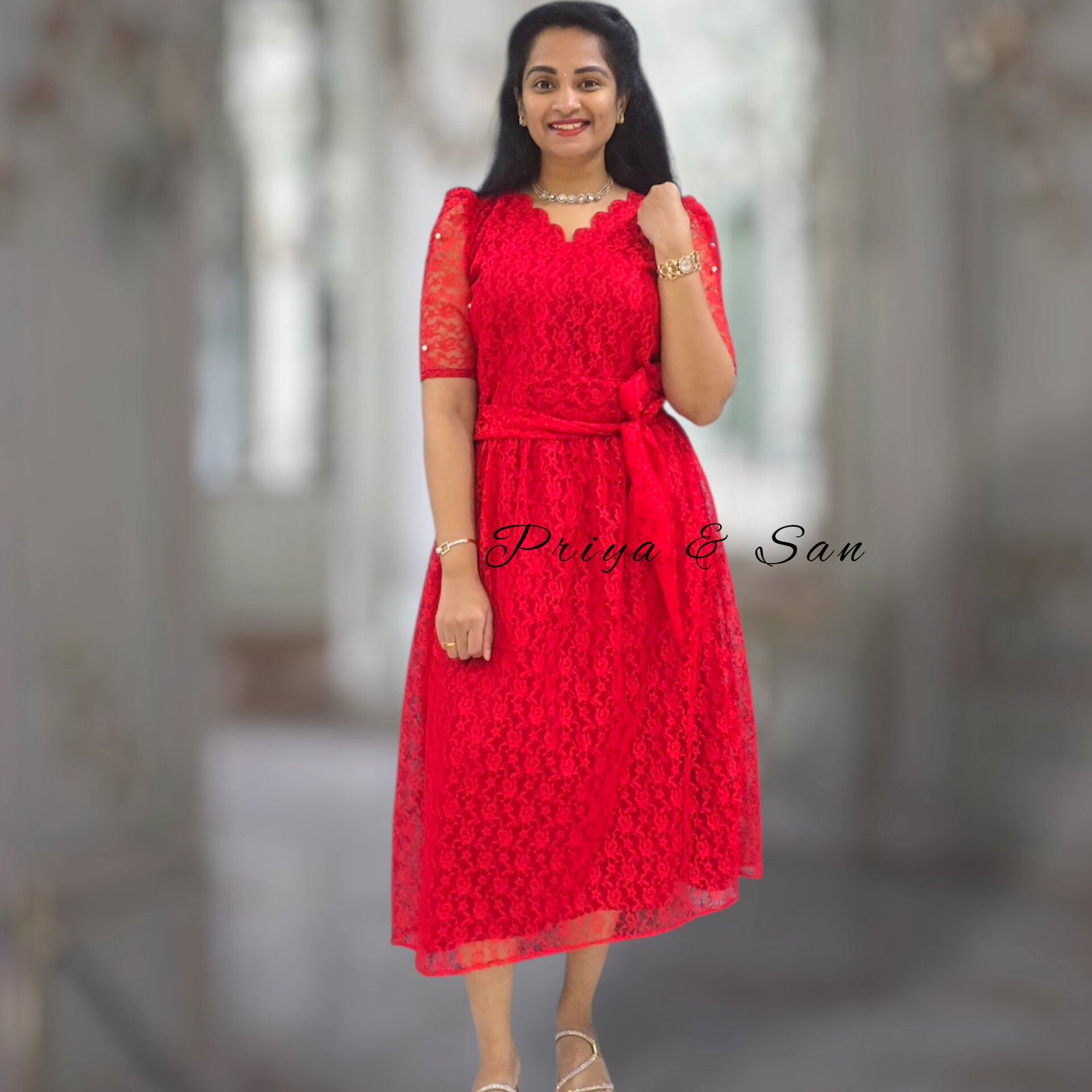 Red Mirage Western Frock