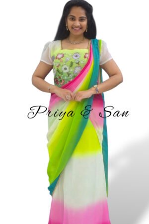 Ombre Orchid 2 in 1 Saree Gown
