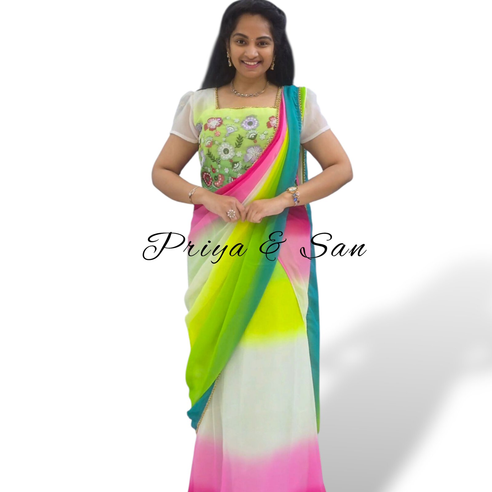 Ombre Orchid 2 in 1 Saree Gown