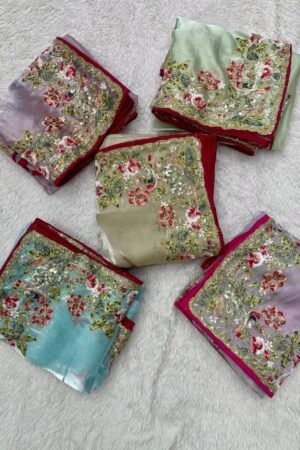 Glamora Essence Party Wear Saree (Unstitched Blouse)