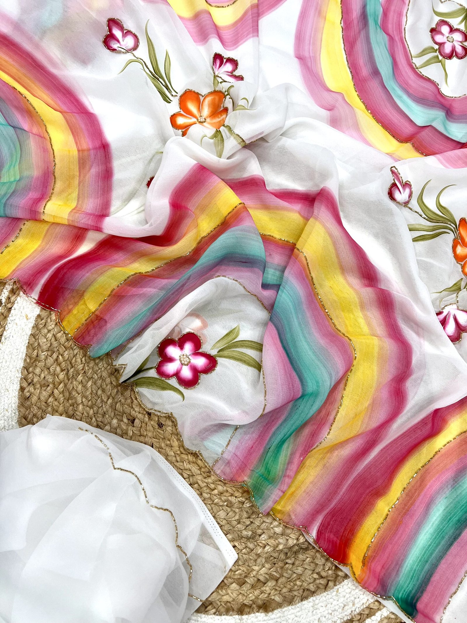 Rainbow Radiance Party Wear Saree - Image 5