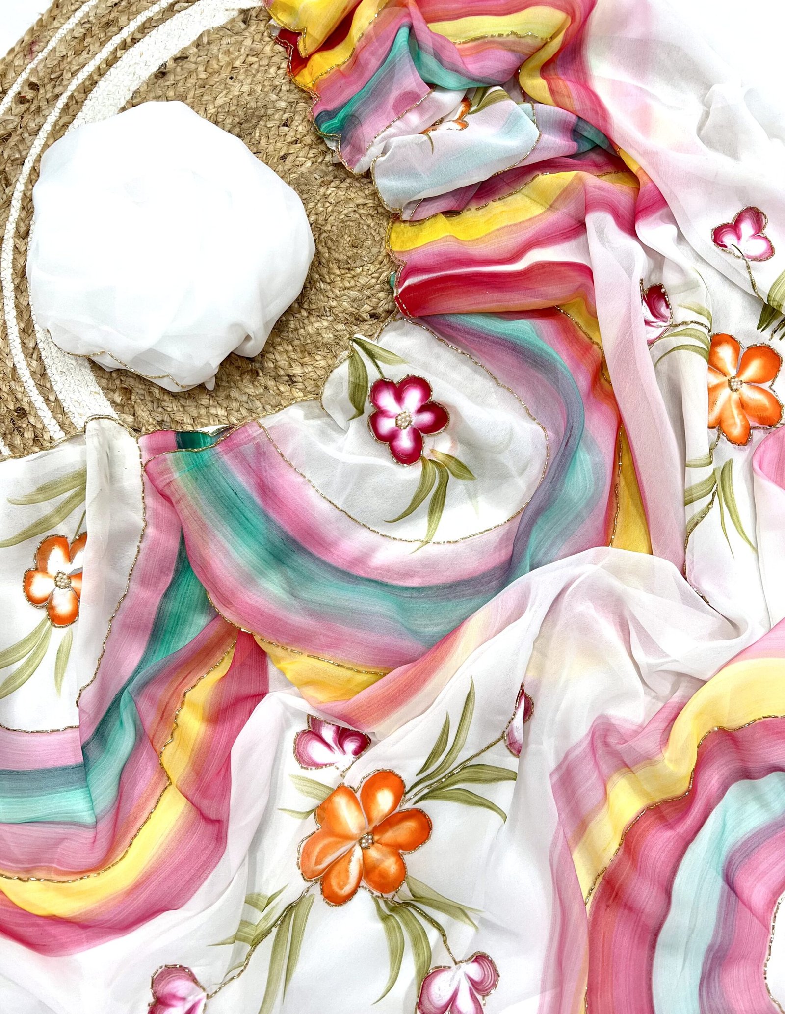 Rainbow Radiance Party Wear Saree - Image 4