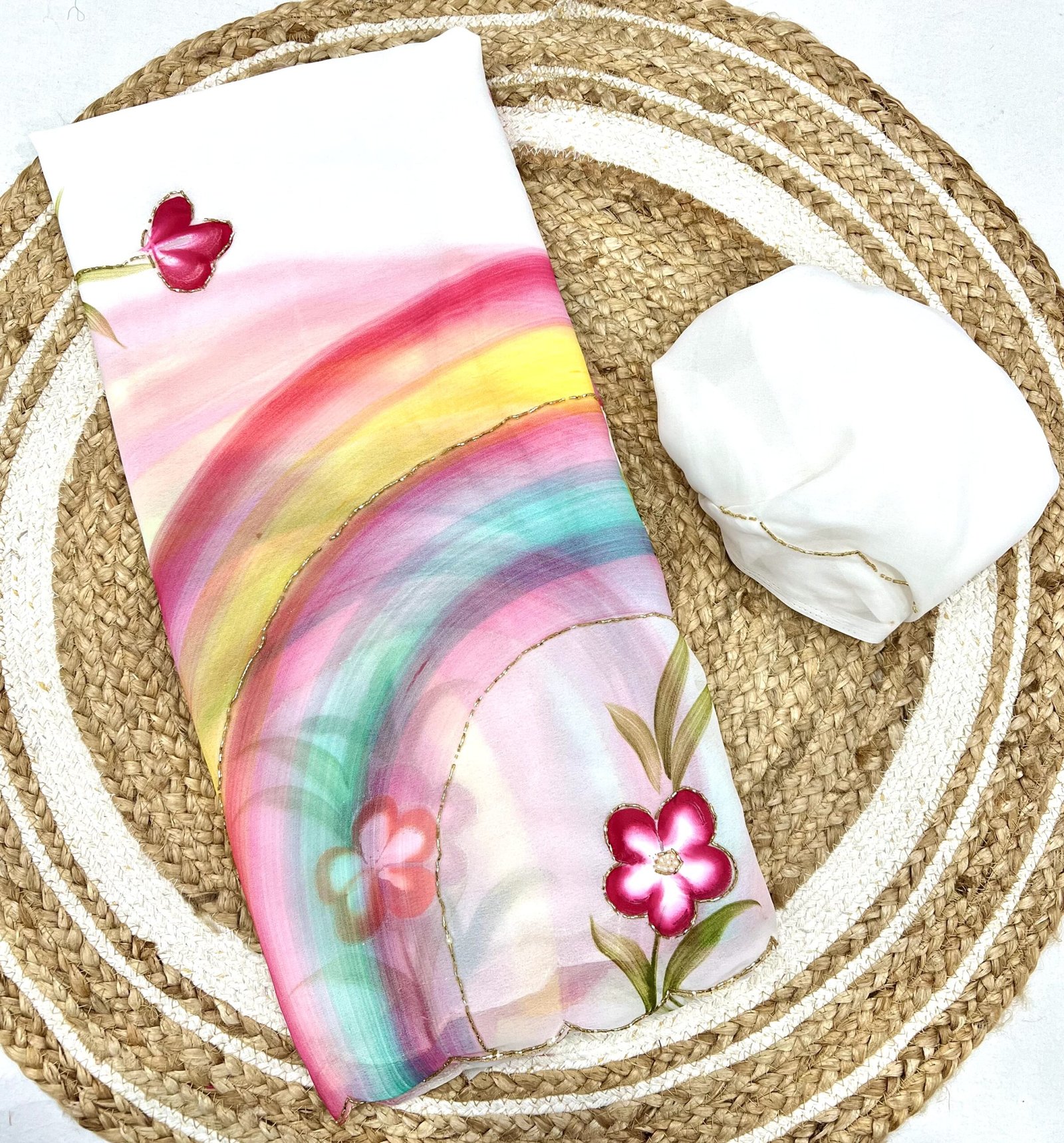 Rainbow Radiance Party Wear Saree - Image 3