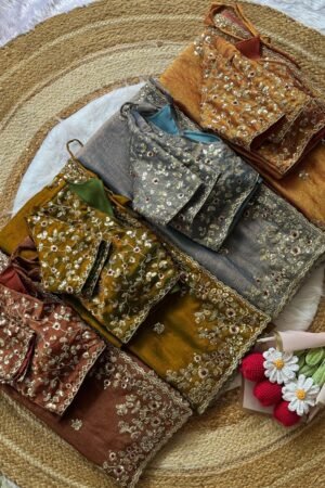 Fendy Glow Sequins Saree (Unstitched Blouse)