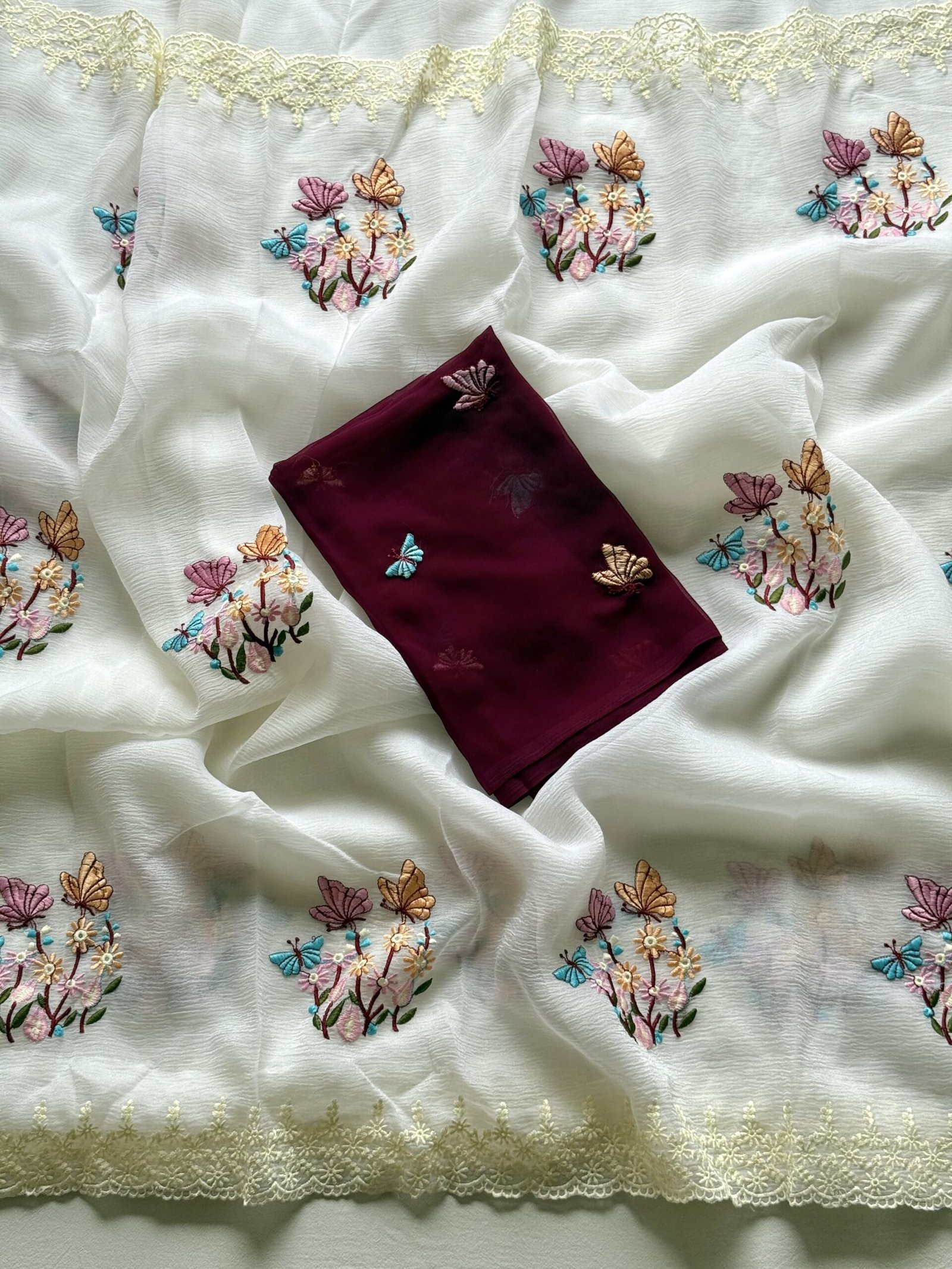 Flutter Petals Scallop Saree