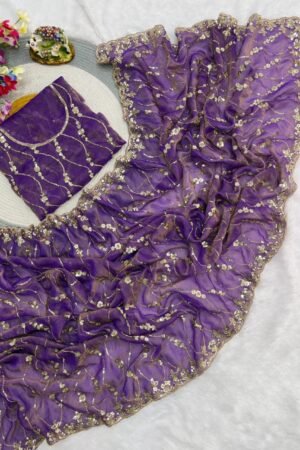 Sangria Shine Multi-Sequence Saree