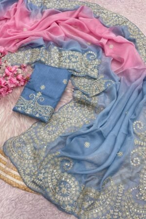 StarGlow Organza Silk Saree