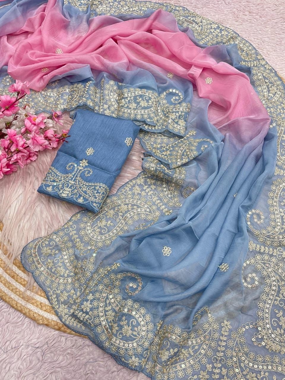 StarGlow Organza Silk Saree