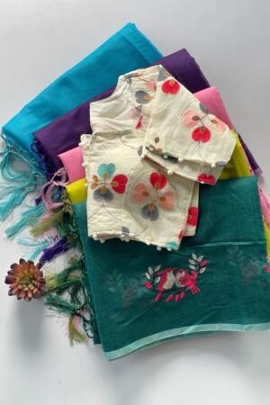 Hearts of Chanderi Classic Saree (Stitched Blouse)