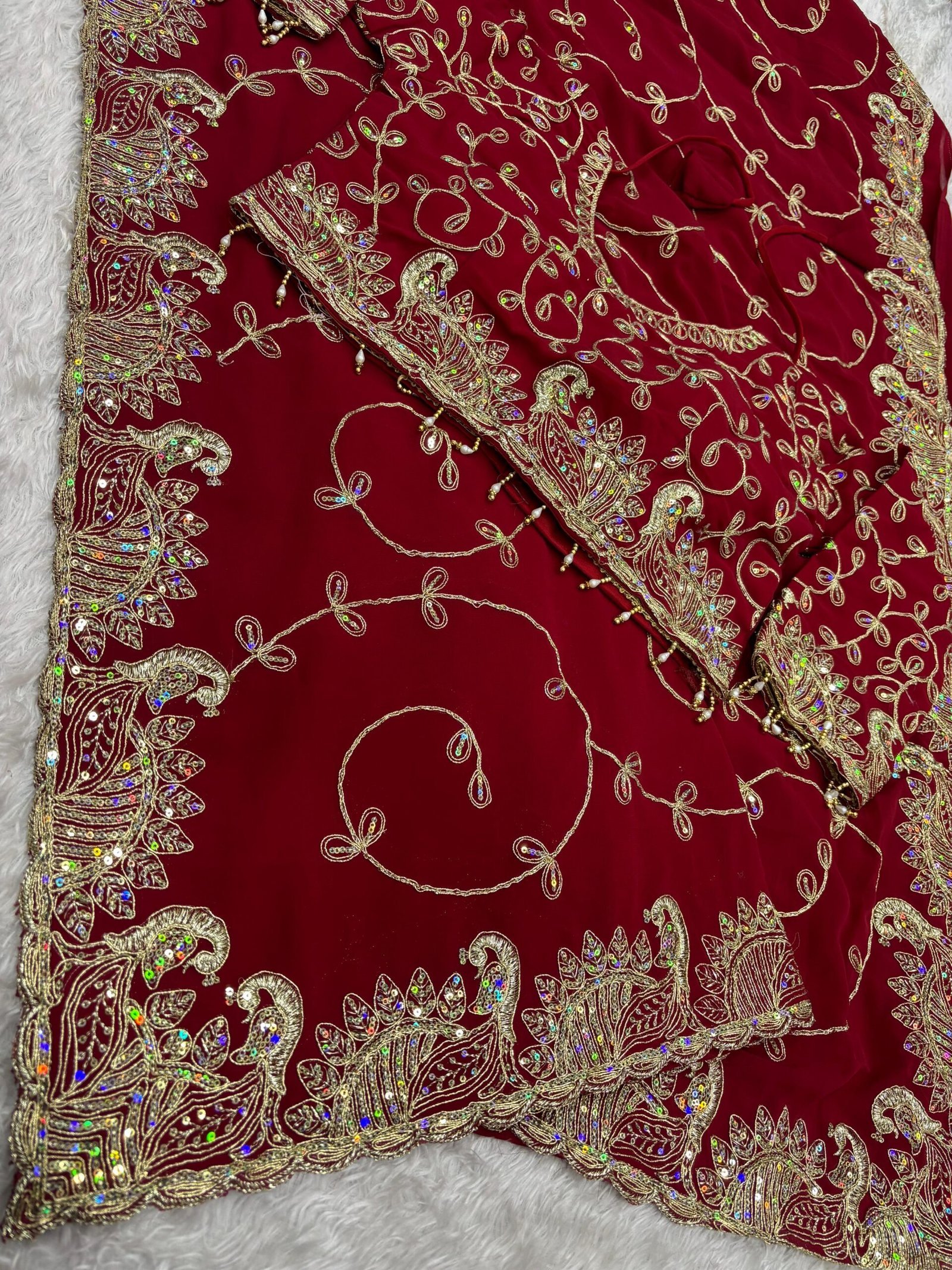 Elegance Georgette Embroidery Saree (Stitched Blouse)