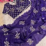 Arco Bloom Satin Saree (Stitched Blouse)