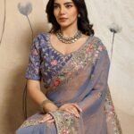 Arista Wedding Glow Chiffon Saree (Unstitched Blouse)