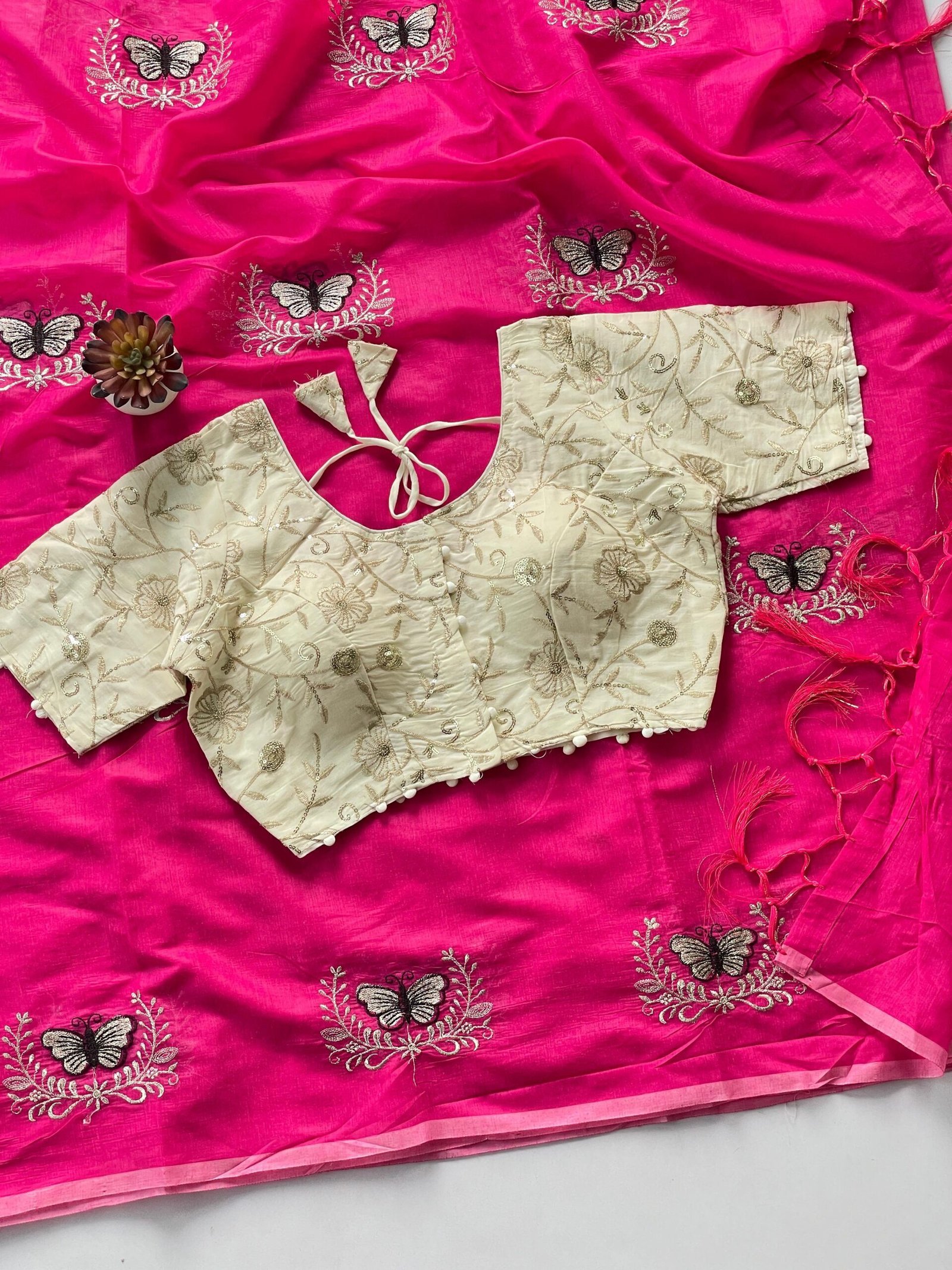 Chanderi Grace Saree (Stitched Blouse)