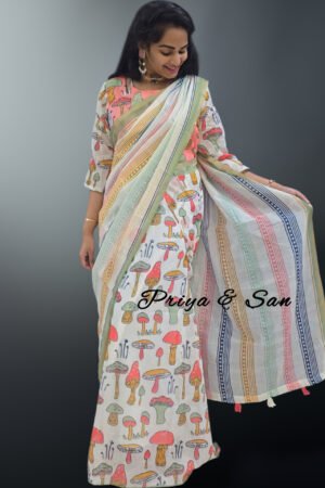 Mushroom Melody 2 in 1 Saree Gown