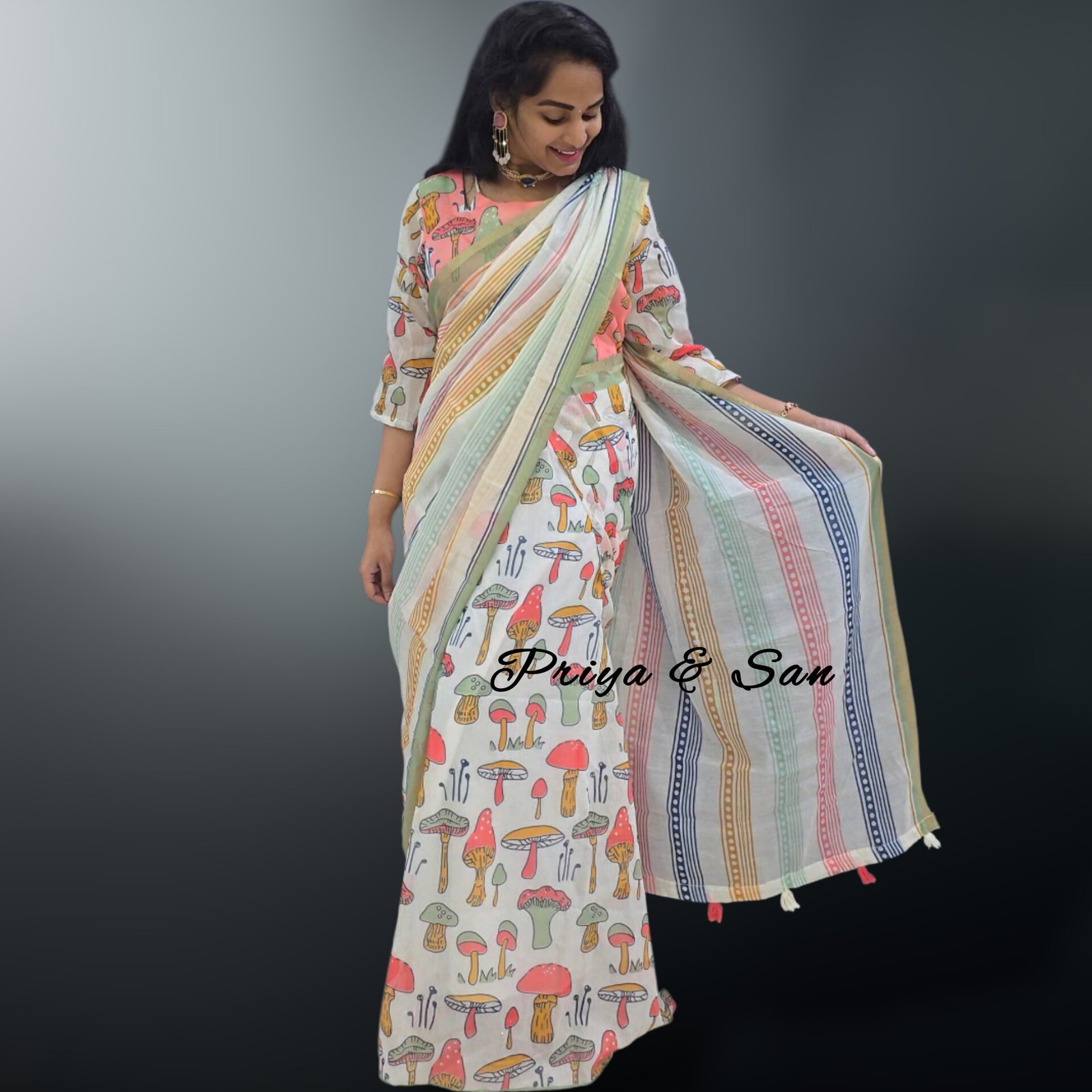 Mushroom Melody 2 in 1 Saree Gown