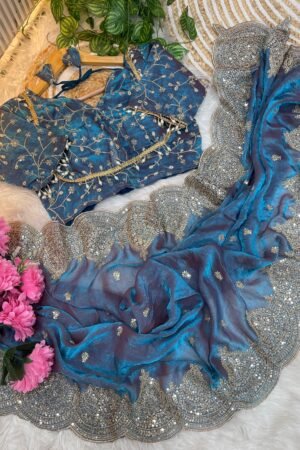 Aarco Charm Embroidery Saree (Stitched Blouse)