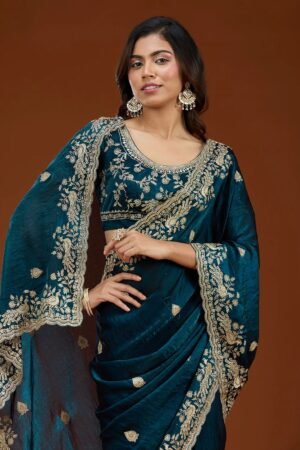 Noor Zehra Sequins Saree (Unstitched Blouse)