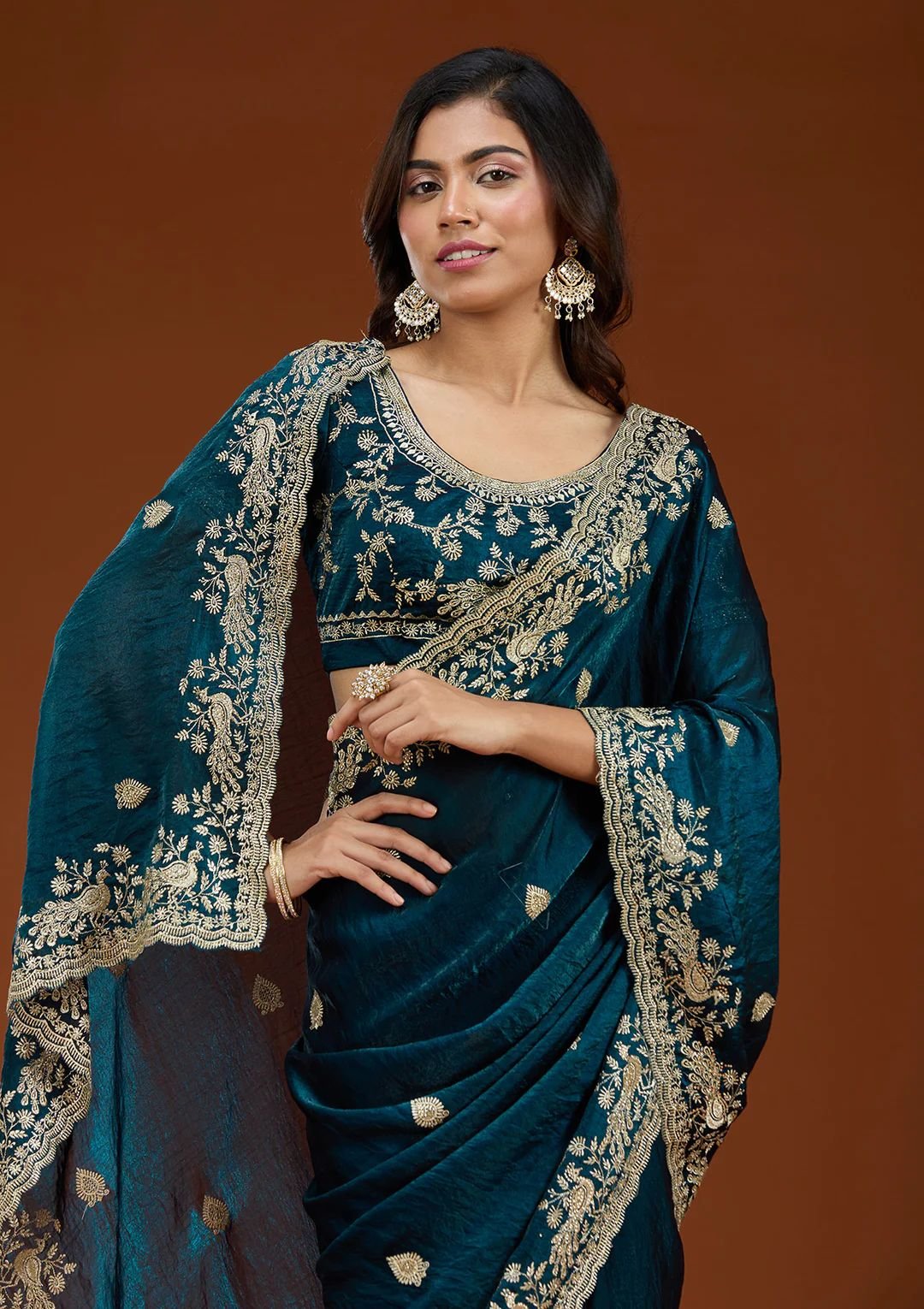 Noor Zehra Sequins Saree (Unstitched Blouse)