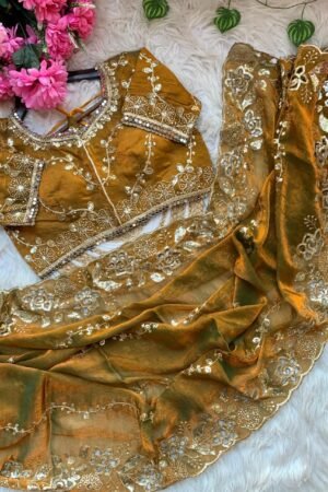 Zariah Luxe Cutwork Saree (Stitched Blouse)