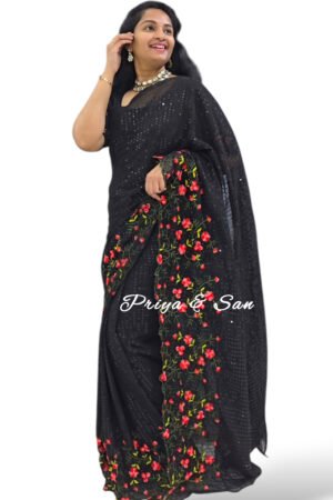 Dark Empress Pre-Draped Saree Gown