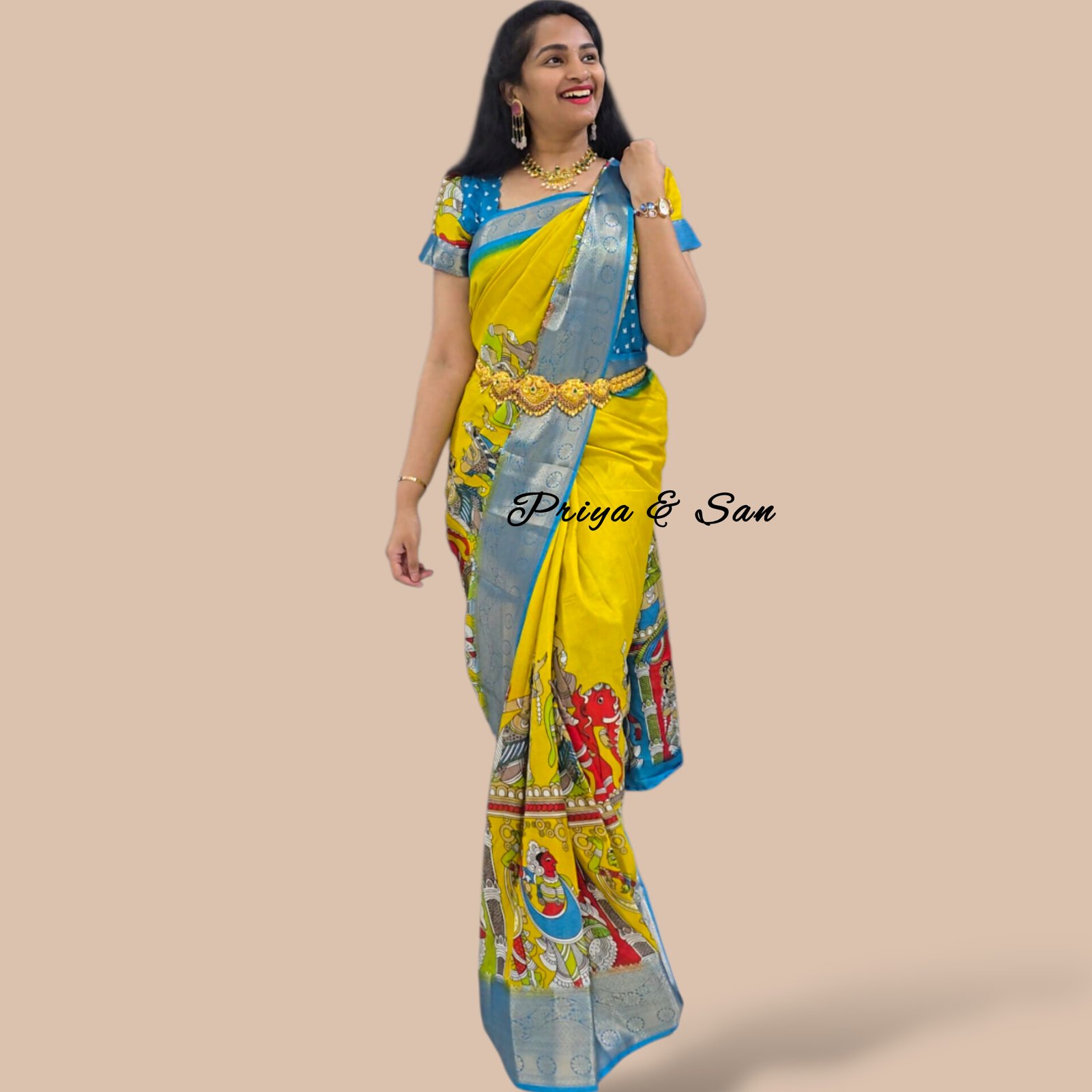 Nritya Kalamkari Pre Draped saree gown