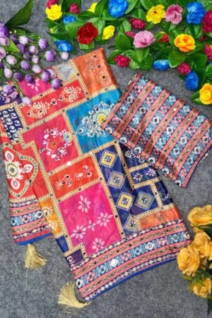 Multi Mirror Ecstasy Saree ~ Unstitched blouse