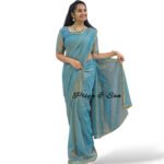 Aqua Glam Waist Open Saree Gown