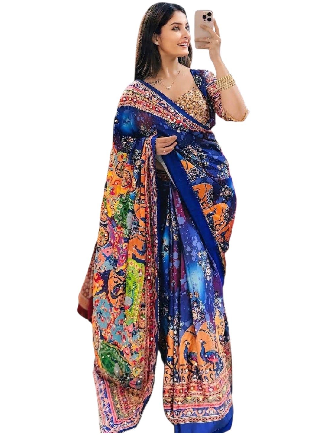 Royal Peacock Mirror Saree