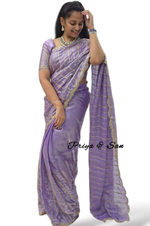Lilac Bloom Waist Open Saree Gown