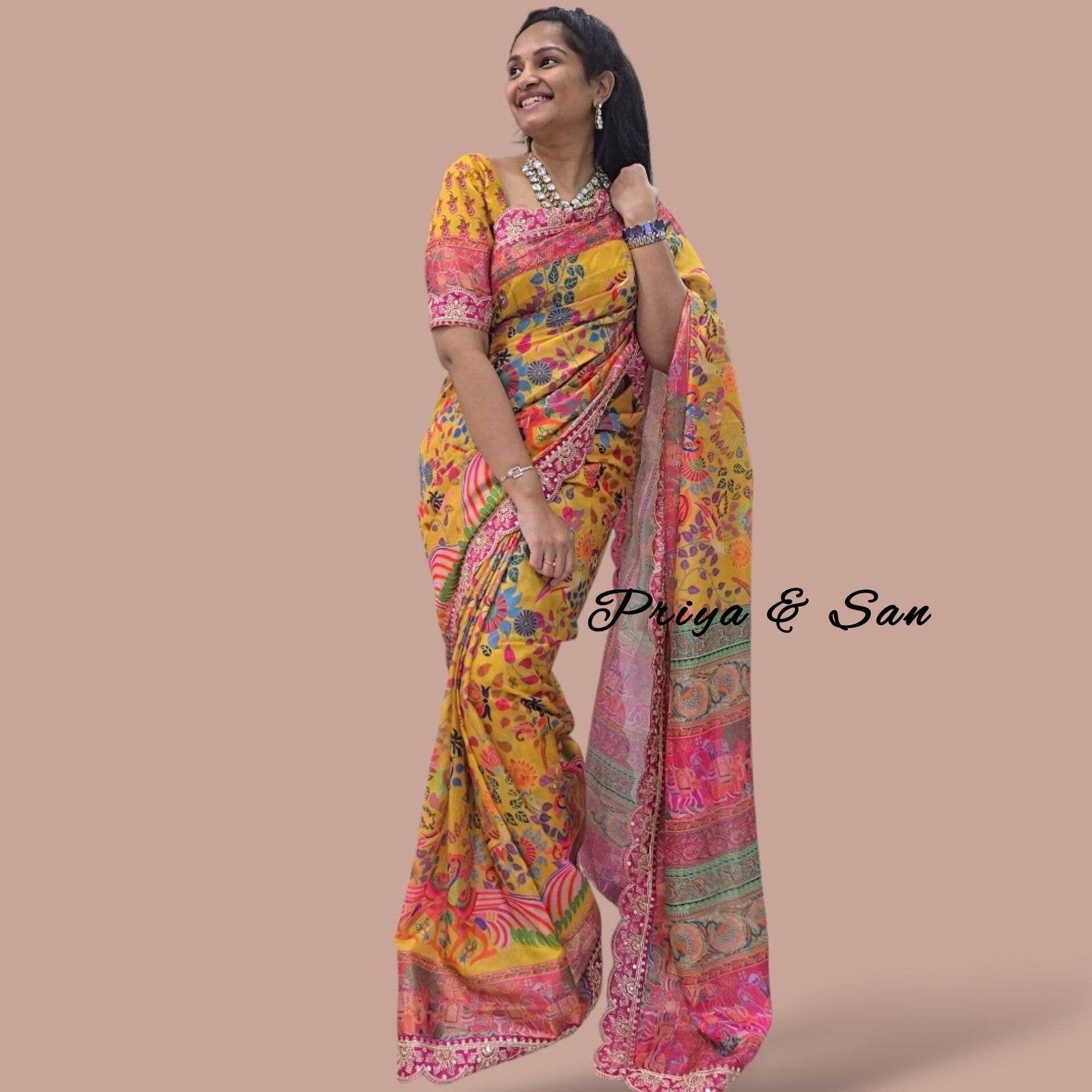 Sunlit Waist Open Saree Gown
