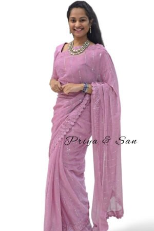 Pink Blush Waist Open Saree Gown