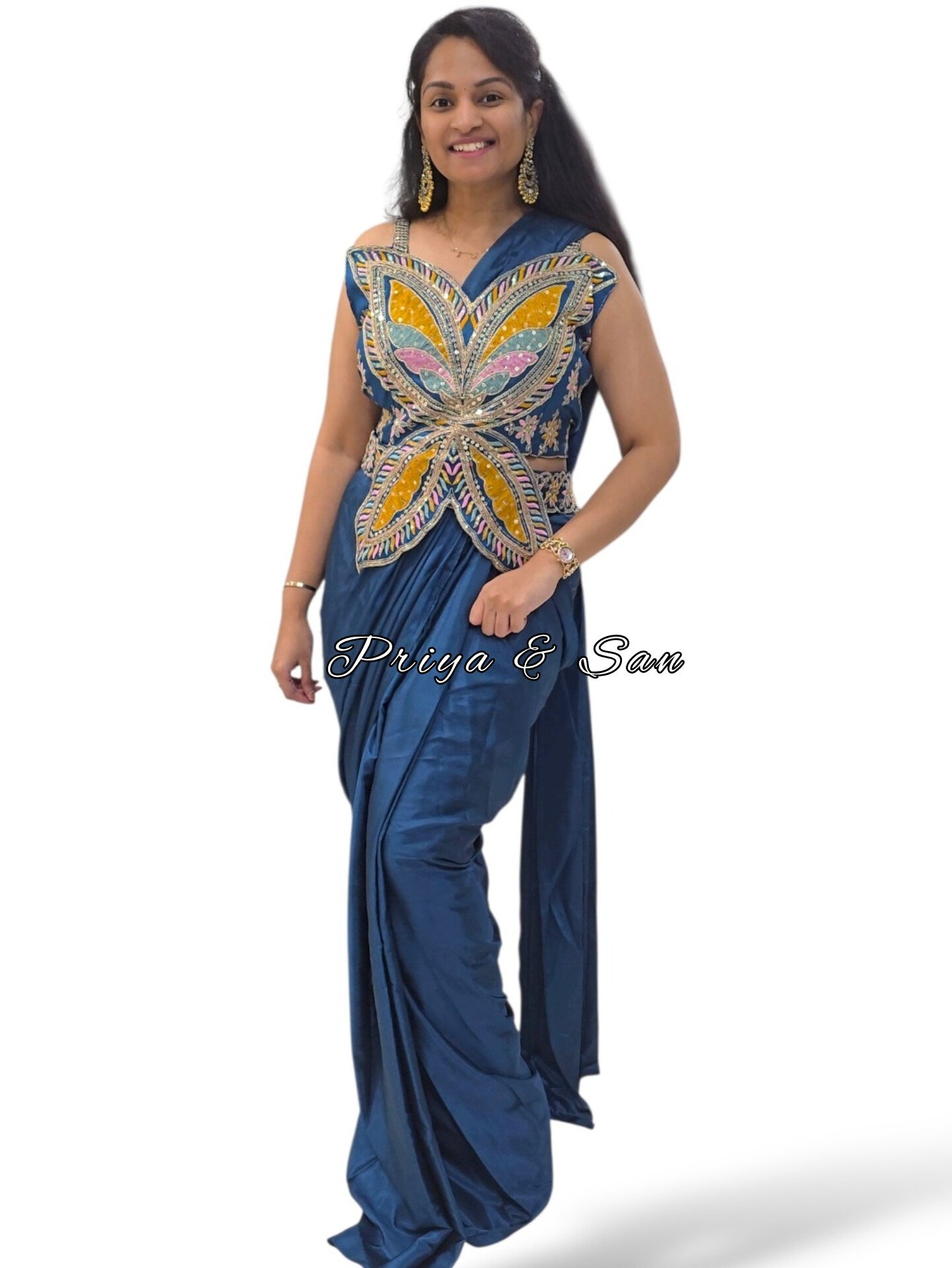 Butterfly Bloom 1-Min Saree (Free Size)