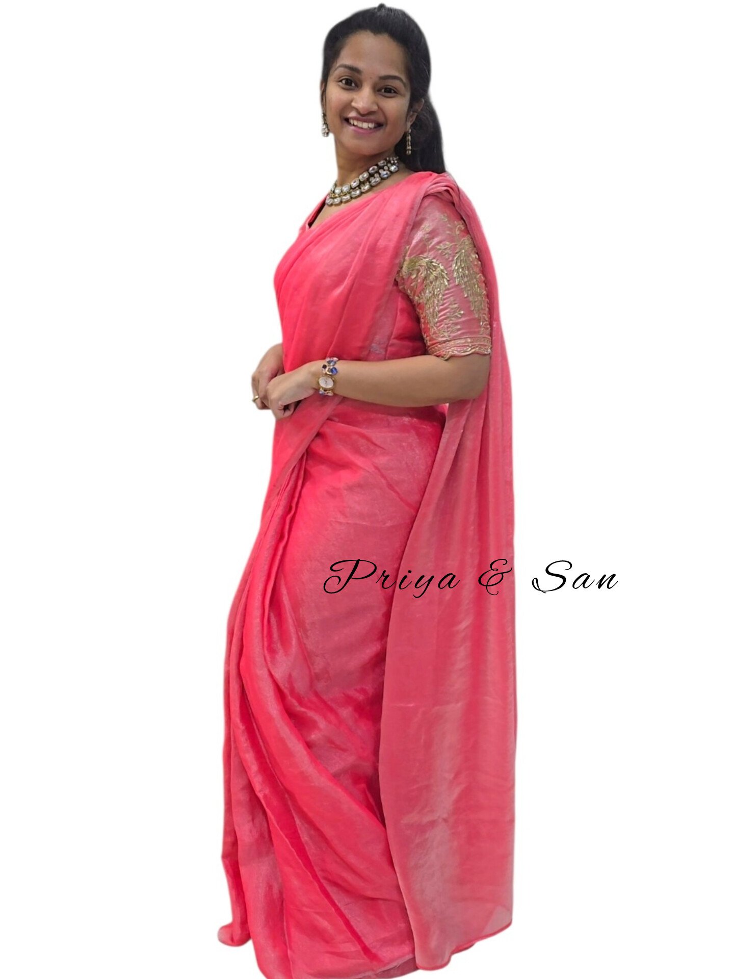 Coral Waist Open Saree Gown - Image 2